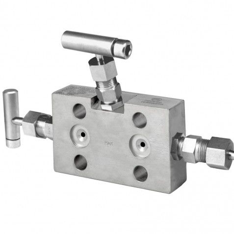 Manifold de 2 vías - MB5-23 - Mecesa - Mecanica Egarense, SA - de acero inoxidable / de gas / con brida
