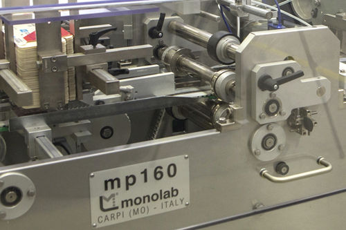 Encartonadora para blísteres - MP160 - Monolab Srl - lateral / para el sector médico / para la industria farmacéutica