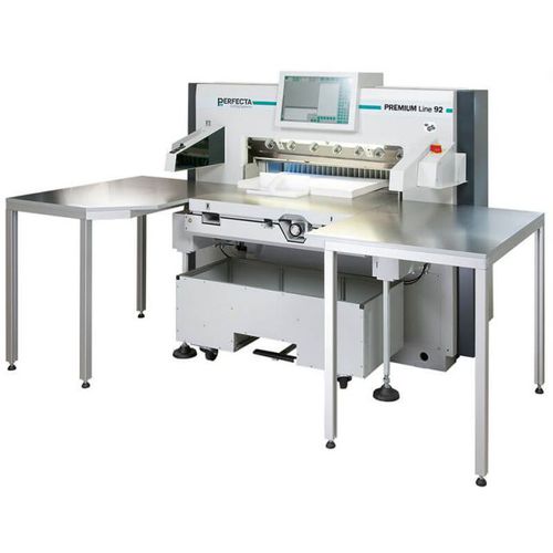 Guillotina con pantalla digital - 92 PREMIUM Line - perfecta - de alta velocidad / con luz de precisión / con mesa de alimentación