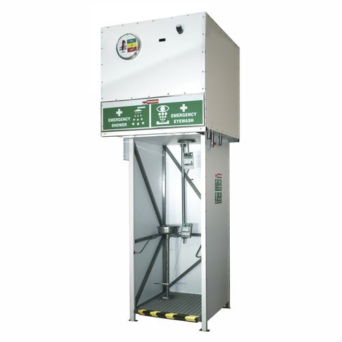 Ducha de seguridad de pie - 6180-TK1200 - EPITECNICA EUROPA, S.L. - montada sobre plataforma / con lavaojos / con depósito