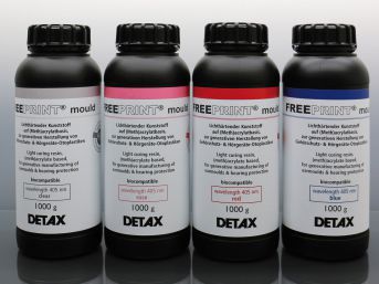 Resina para impresora 3D roja - Freeprint® mould series - DETAX - azul / para prótesis auditivas