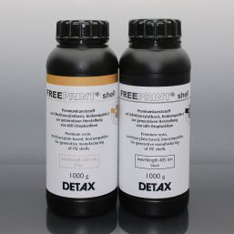 Resina para impresora 3D beis - Freeprint® shell series - DETAX - negra / para prótesis auditivas