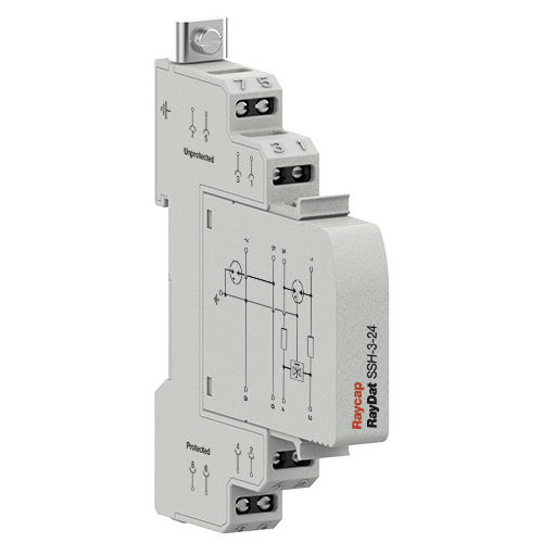 Protector de sobretensión para línea de transmisión de datos y telecomunicación - RayDat SSH-3 - Raycap - modulable / con descarga de gas / en riel DIN