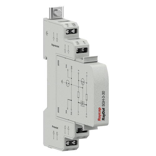 Protector de sobretensión modulable - RayDat SGH-3 - Raycap - con descarga de gas / modo común-diferencial / en riel DIN