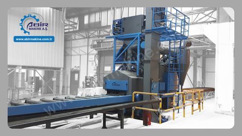 Granalladora con transportador de rodillos - SPK series - ABİR MAKİNE A.Ş. - de turbina / de carga suspendida / para perfiles