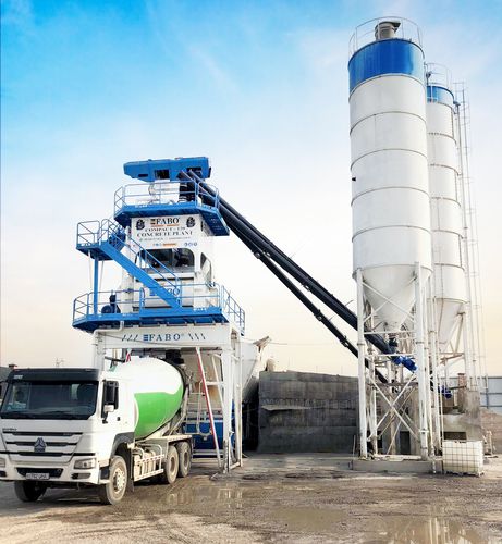 Planta de hormigón estacionaria - COMPACT-120 - Fabo Crushing Screening & Concrete Plants - compacta / con embudo
