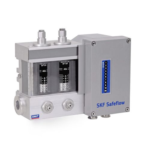 Caudalímetro de área variable - Safeflow - SKF Lubrication Systems Germany GmbH - volumétrico / para aceite / de aluminio