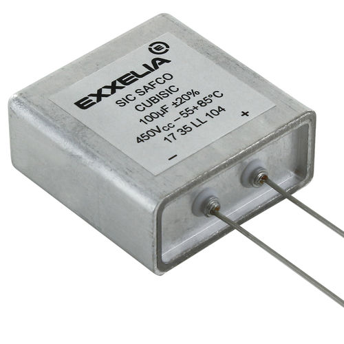 Condensador eléctrico electrolítico - CUBISIC - EXXELIA - con terminales radiales / de reducida resistencia equivalente en serie / de filtrado
