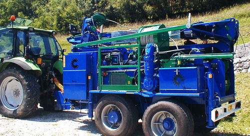 Sistema por cable aéreo para descarga de madera en ascenso y descenso - TG 860 - greifenberg teleferiche - montado en remolque