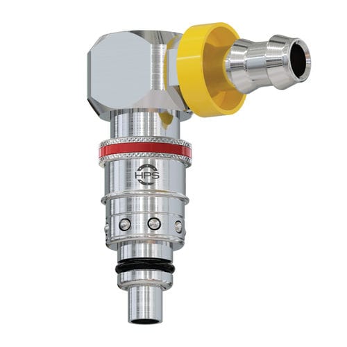 Racor con válvula - HPS International - hidráulico / push-to-lock / codo de 90º