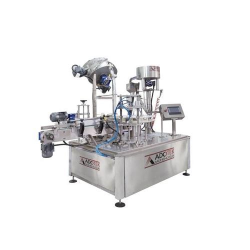 Llenadora taponadora etiquetadora automática - ADK 305 - Adotek Machine - de productos alimentarios / para zumo de frutas / para vidrio