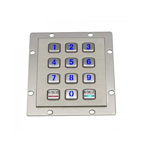 Teclado numérico 12 teclas - D-8208E - ShenZhen DAVO Electronics Co., Ltd - empotrable / de metal / de acero inoxidable