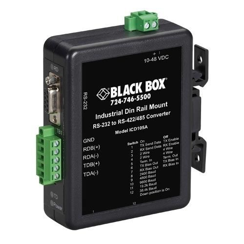 Convertidor RS-485 - ICD107A - Black Box - Modbus / repetidor / para montaje sobre riel DIN
