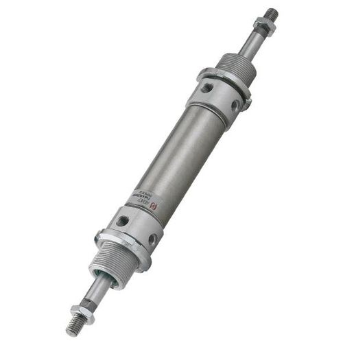 Cilindro neumático - AJ series - AIGNEP - de pistón magnético / con varilla de paso / de doble efecto