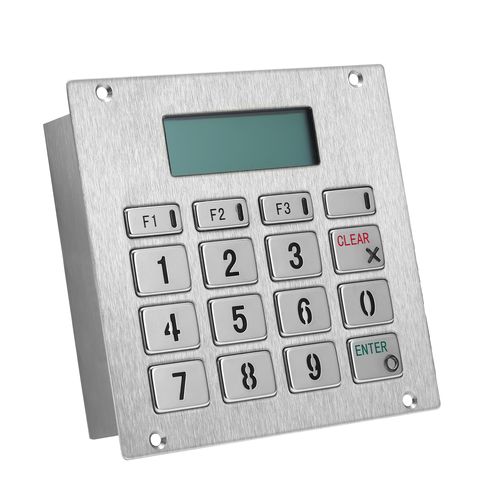 Teclado numérico visualizador LCD - KY2388FR - Shenzhen KEYU Co., Ltd  - 16 teclas / empotrable / de acero inoxidable