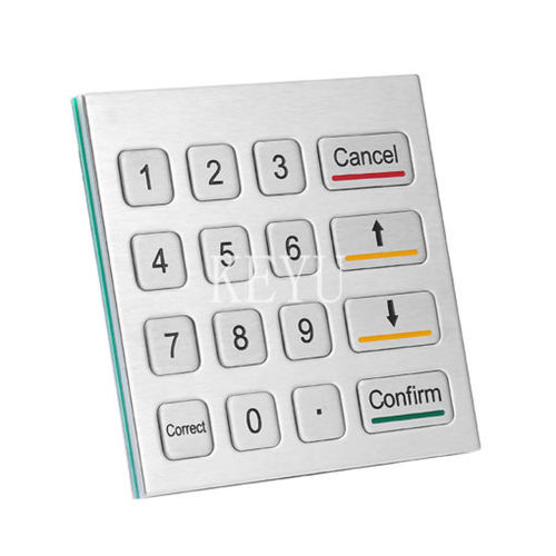 Teclado de acero inoxidable - KY2100A - Shenzhen KEYU Co., Ltd  - empotrable / de tecla mecánica / 16 teclas