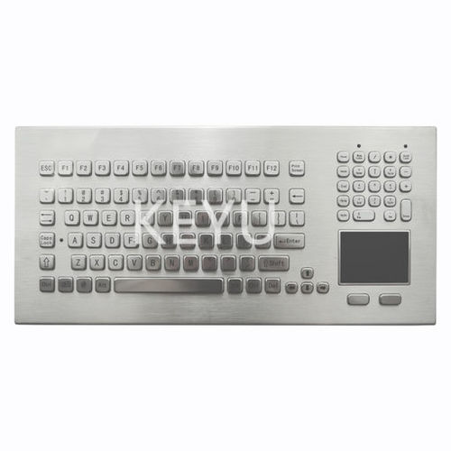 Teclado de acero inoxidable cepillado - KY-PC-MT385 - Shenzhen KEYU Co., Ltd  - empotrable / de tecla mecánica / con ratón integrado de 2 teclas