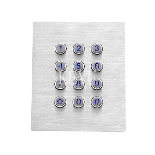Teclado numérico con retroiluminación - KY2047A - Shenzhen KEYU Co., Ltd  - 12 teclas / empotrable / de acero inoxidable pulido