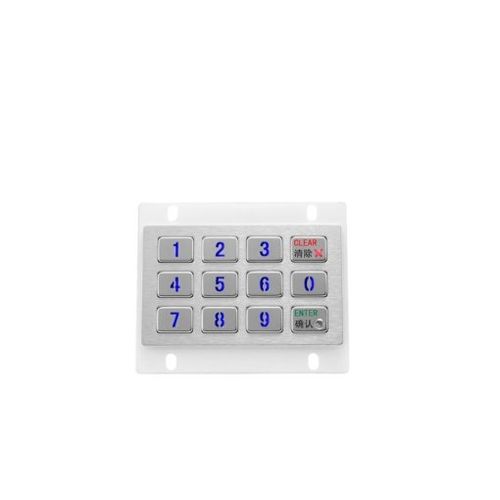 Teclado numérico con retroiluminación - KY2120-LED - Shenzhen KEYU Co., Ltd  - 12 teclas / empotrable / de acero inoxidable