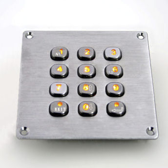Teclado numérico con retroiluminación - KY2083-LED - Shenzhen KEYU Co., Ltd  - 12 teclas / empotrable / de acero inoxidable