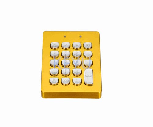 Teclado numérico de oro - KY-U90 gold - Shenzhen KEYU Co., Ltd  - 19 teclas / empotrable / de acero inoxidable pulido