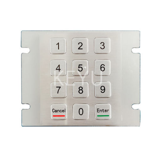 Teclado numérico de acero inoxidable - KY2070 - Shenzhen KEYU Co., Ltd  - 12 teclas / empotrable / RS-232