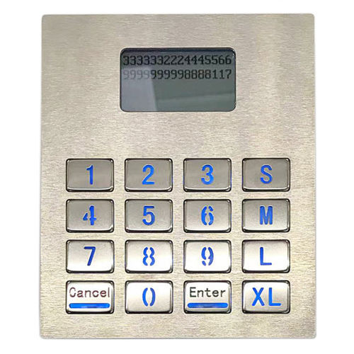 Teclado numérico visualizador LCD - KY-3088LP-12864-B - Shenzhen KEYU Co., Ltd  - 16 teclas / empotrable / de acero inoxidable pulido