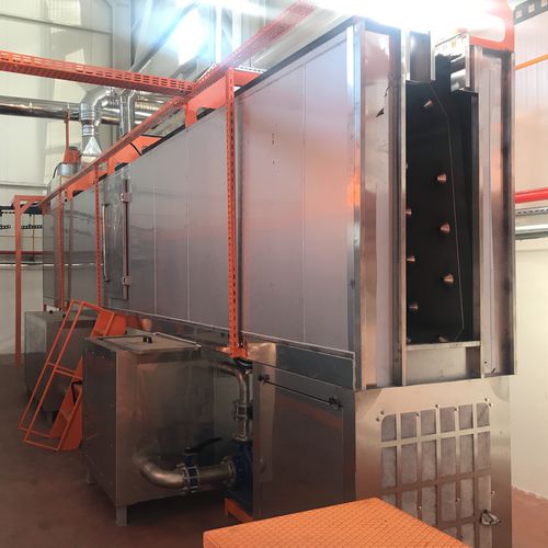Línea de lavado por aspersión - İSTANBUL ELECTROSTATICS - de acero inoxidable / con transportador