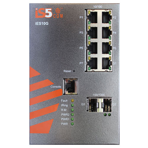 Conmutador Ethernet administrable - iES10G-S - iS5 Communications - 10 puertos / Gigabit Ethernet / riel DIN