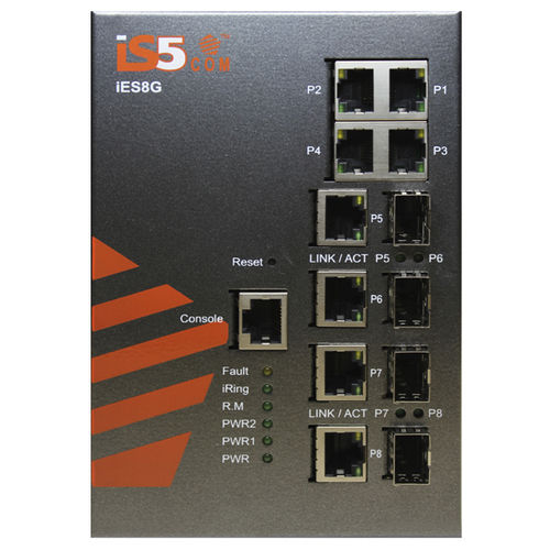 Conmutador Ethernet administrable - iES8G - iS5 Communications - 8 puertos / Gigabit Ethernet / en riel DIN