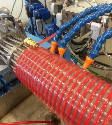 Línea de extrusión de tubos - Teknomast Srl - para termoplásticos / de tubos en espiral