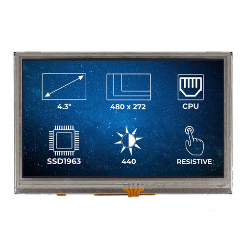 Módulo de visualización TFT - RVT4.3A480272CNWR36 - Riverdi - con pantalla táctil resistiva / 480 x 272 / industrial