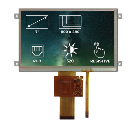 Módulo de visualización TFT - RVT7.0A800480TFWR00 - Riverdi - con pantalla táctil resistiva / 800 x 480 / industrial