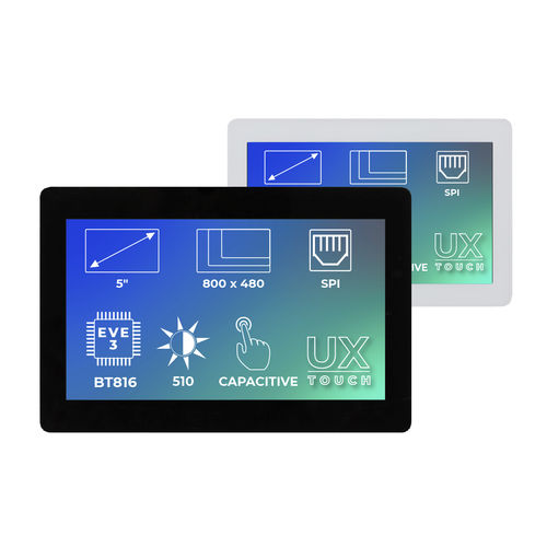 Módulo de visualización TFT - RiTFT-50-CAP-UX - Riverdi - con pantalla táctil capacitiva / 800 x 480 / industrial