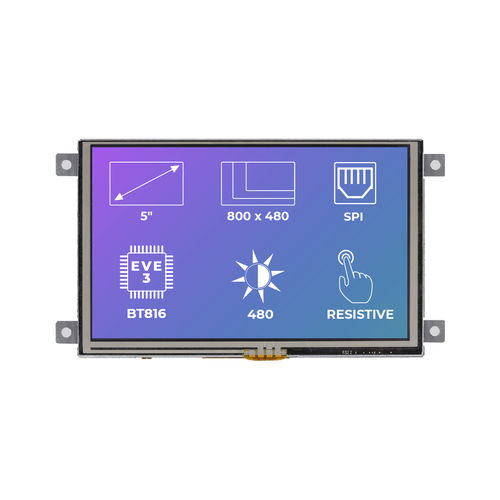 Módulo de visualización TFT - RiTFT-50-RES-FR - Riverdi - con pantalla táctil resistiva / 800 x 480 / industrial