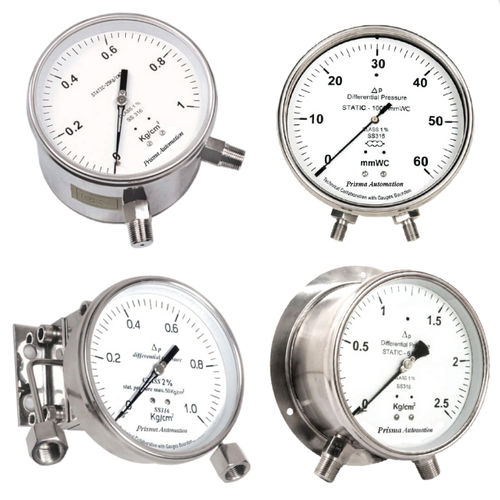Manómetro diferencial - DPG-B - Prisma Instruments - de esfera / roscado / de acero inoxidable