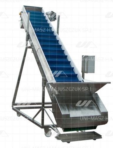 Transportador de cinta de charnela - Uni-Masz H.M. Juszczuk Sp.j. - inclinado / de transporte / para fruta