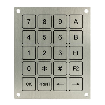 Teclado numérico 20 teclas - KBH11 - Barantech - empotrable / piezoeléctrico / de acero inoxidable