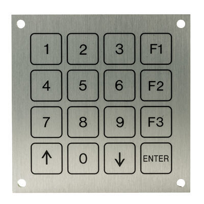 Teclado numérico 16 teclas - KBF11 - Barantech - empotrable / piezoeléctrico / de acero inoxidable