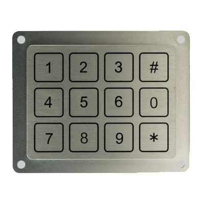 Teclado numérico 12 teclas - KBA44 - Barantech - empotrable / piezoeléctrico / de acero inoxidable