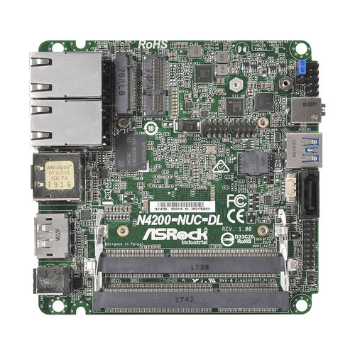 Placa madre NUC - J3455-NUC-DL  - ASRock Industrial - Intel® Apollo Lake / Intel® Celeron® J3455 / DDR3L SO-DIMM