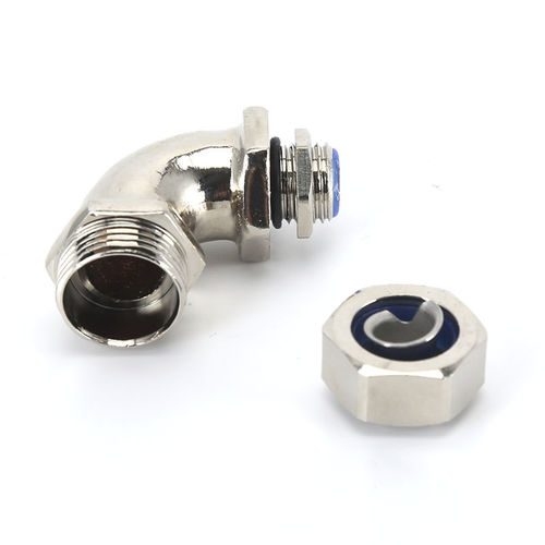 Prensaestopas de latón niquelado - HX-NW series - YUEQING HONGXIANG CONNECTOR  MANUFACTRER CO., LTD - IP68 / roscado / acodado