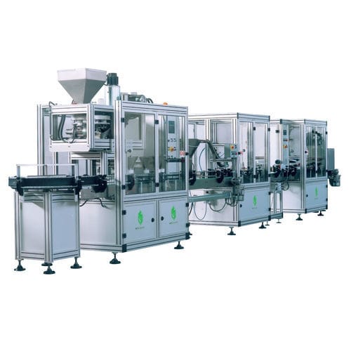 Llenadora taponadora etiquetadora automática - RTS-12-PG - M.C.Z. AUTOMAZIONI - para granulados / para polvo