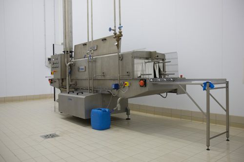 Túnel de lavado para hileras - PRIAMO FOOD TECHNOLOGIES - de enjuague / automático / con secado