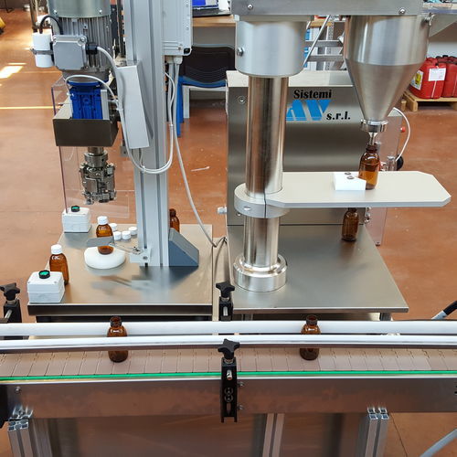 Llenadora tapadora semiautomática - RAV SISTEMI - para polvo / volumétrica