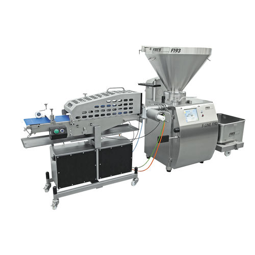 Línea de producción de carne picada para porciones - DMFB92 LIN - FREY MASCHINENBAU - de llenado / de corte / de control