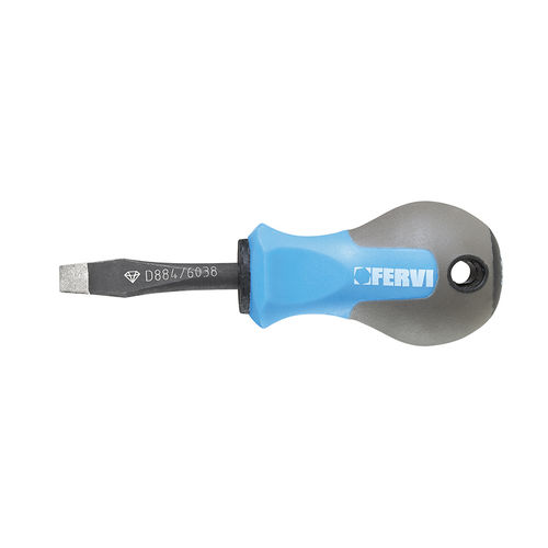 Destornillador plano - D884/6038 - FERVI - con mango corto