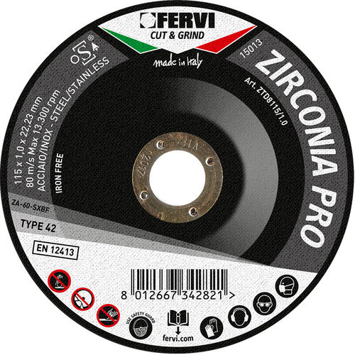 Disco tronzador para acero inoxidable - ZTD8115/1.0 - FERVI - de circona