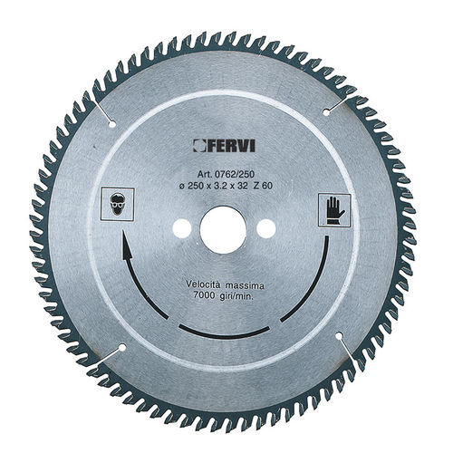 Hoja de sierra circular - 0762/190 - FERVI - de carburo / para aluminio / de plástico