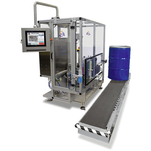 Etiquetadora para barriles - BLM - b+b Automations- und Steuerungstechnik GmbH - totalmente automática / para aplicación en el lateral del producto / para la industria química
